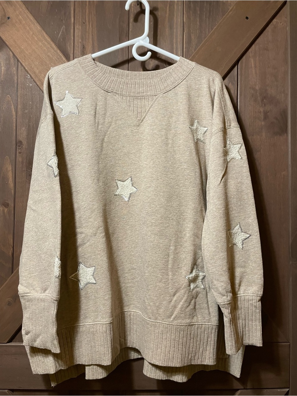 Maurices Beige Star Accent Crewneck Sweatshirt